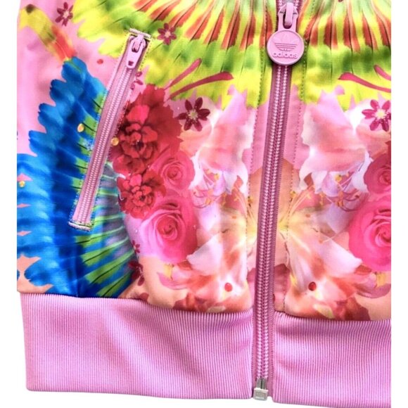 HTF Pattern Adidas Originals Pink Firebird Flower Trefoil Track Jacket Size 2T - Picture 4 of 8